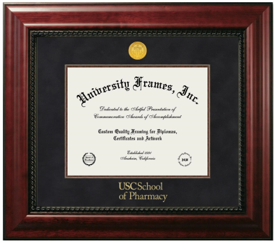 Diploma Frame in Executive with Mahogany Fillet with Black Suede Mat for DOCUMENT: 8 1/2"H X 11"W  