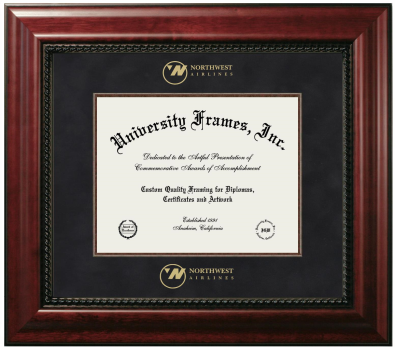 Diploma Frame in Executive with Mahogany Fillet with Black Suede Mat for DOCUMENT: 8 1/2"H X 11"W  