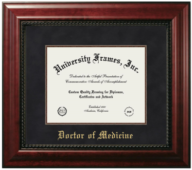 Diploma Frame in Executive with Mahogany Fillet with Black Suede Mat for DOCUMENT: 8 1/2"H X 11"W  