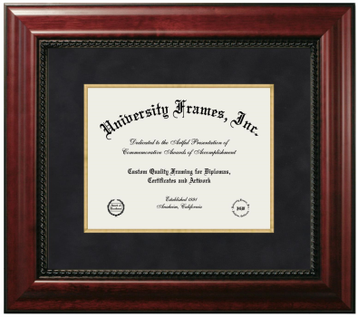 Langara College Diploma Frame in Executive with Gold Fillet with Black Suede Mat for DOCUMENT: 8 1/2"H X 11"W  