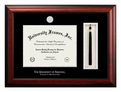 Diploma with Tassel Box Frame in Satin Mahogany with Black & Silver Mats for DOCUMENT: 8 1/2"H X 11"W  