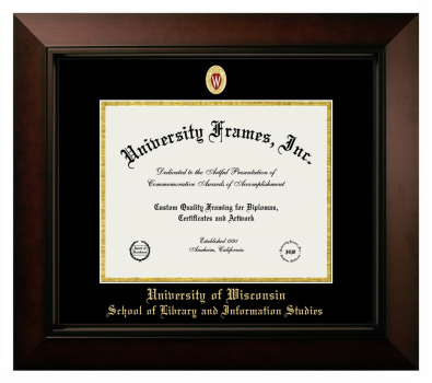 Diploma Frame in Legacy Black Cherry with Black & Gold Mats for DOCUMENT: 8 1/2"H X 11"W  