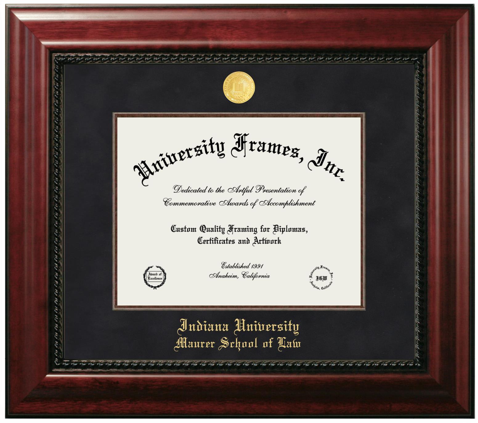 Indiana University Maurer School of Law Diploma Frame in Executive with