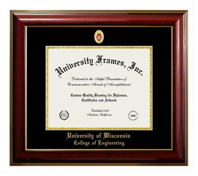 Diploma Frame in Classic Mahogany with Gold Trim with Black & Gold Mats for DOCUMENT: 8 1/2"H X 11"W  