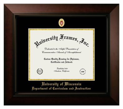 Diploma Frame in Legacy Black Cherry with Black & Gold Mats for DOCUMENT: 8 1/2"H X 11"W  