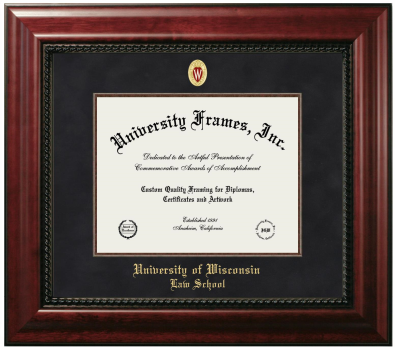 University of Wisconsin (Madison) Law School Diploma Frame in Executive with Mahogany Fillet with Black Suede Mat for DOCUMENT: 8 1/2"H X 11"W  