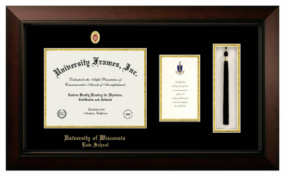 Diploma with Announcement & Tassel Box Frame in Legacy Black Cherry with Black & Gold Mats for DOCUMENT: 8 1/2"H X 11"W  ,  7"H X 4"W  