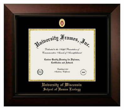 Diploma Frame in Legacy Black Cherry with Black & Gold Mats for DOCUMENT: 8 1/2"H X 11"W  