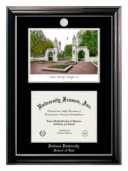 Double Opening with Campus Image (Stacked) Frame in Classic Ebony with Silver Trim with Black & Silver Mats for DOCUMENT: 8 1/2"H X 11"W  