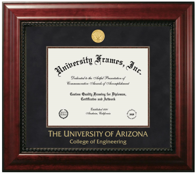 University of Arizona College of Engineering Diploma Frame in Executive with Mahogany Fillet with Black Suede Mat for DOCUMENT: 8 1/2"H X 11"W  