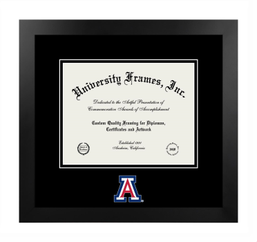 Logo Mat Frame in Manhattan Black with Black Mat for DOCUMENT: 8 1/2"H X 11"W  