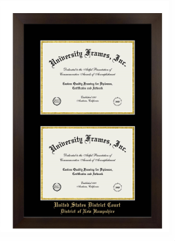 Double Degree (Stacked) Frame in Manhattan Espresso with Black & Gold Mats for DOCUMENT: 8 1/2"H X 11"W  , DOCUMENT: 8 1/2"H X 11"W  