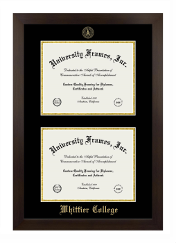 Double Degree (Stacked) Frame in Manhattan Espresso with Black & Gold Mats for DOCUMENT: 8 1/2"H X 11"W  , DOCUMENT: 8 1/2"H X 11"W  