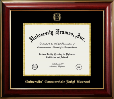 Diploma Frame in Classic Mahogany with Gold Trim with Black & Gold Mats for DOCUMENT: 8 1/2"H X 11"W  