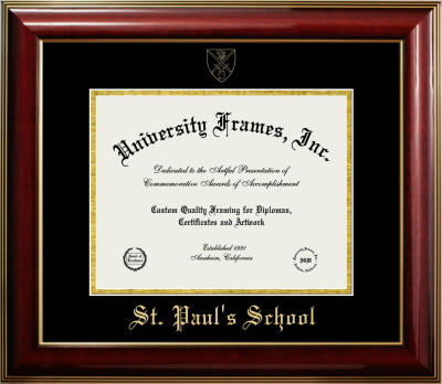 Diploma Frame in Classic Mahogany with Gold Trim with Black & Gold Mats for DOCUMENT: 8 1/2"H X 11"W  