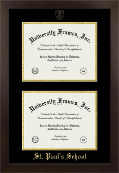 Double Degree (Stacked) Frame in Manhattan Espresso with Black & Gold Mats for DOCUMENT: 8 1/2"H X 11"W  , DOCUMENT: 8 1/2"H X 11"W  