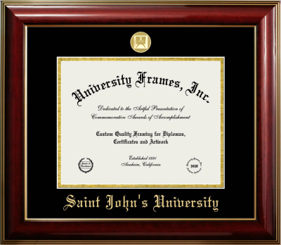 Diploma Frame in Classic Mahogany with Gold Trim with Black & Gold Mats for DOCUMENT: 8 1/2"H X 11"W  