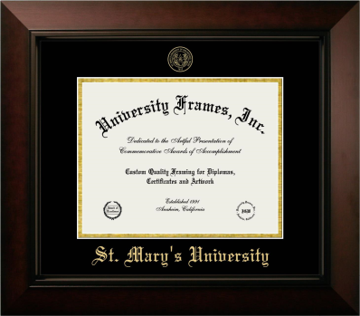 Diploma Frame in Legacy Black Cherry with Black & Gold Mats for DOCUMENT: 8 1/2"H X 11"W  