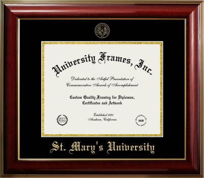 Diploma Frame in Classic Mahogany with Gold Trim with Black & Gold Mats for DOCUMENT: 8 1/2"H X 11"W  