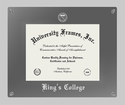 King's College (Wilkes-Barre) Lucent Clear-over-Smoke Frame in Lucent Smoke Moulding with Lucent Smoke Mat for DOCUMENT: 8 1/2"H X 11"W  