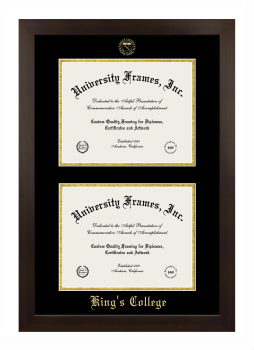 Double Degree (Stacked) Frame in Manhattan Espresso with Black & Gold Mats for DOCUMENT: 8 1/2"H X 11"W  , DOCUMENT: 8 1/2"H X 11"W  