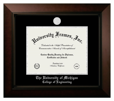 Diploma Frame in Legacy Black Cherry with Black & Silver Mats for DOCUMENT: 8 1/2"H X 11"W  