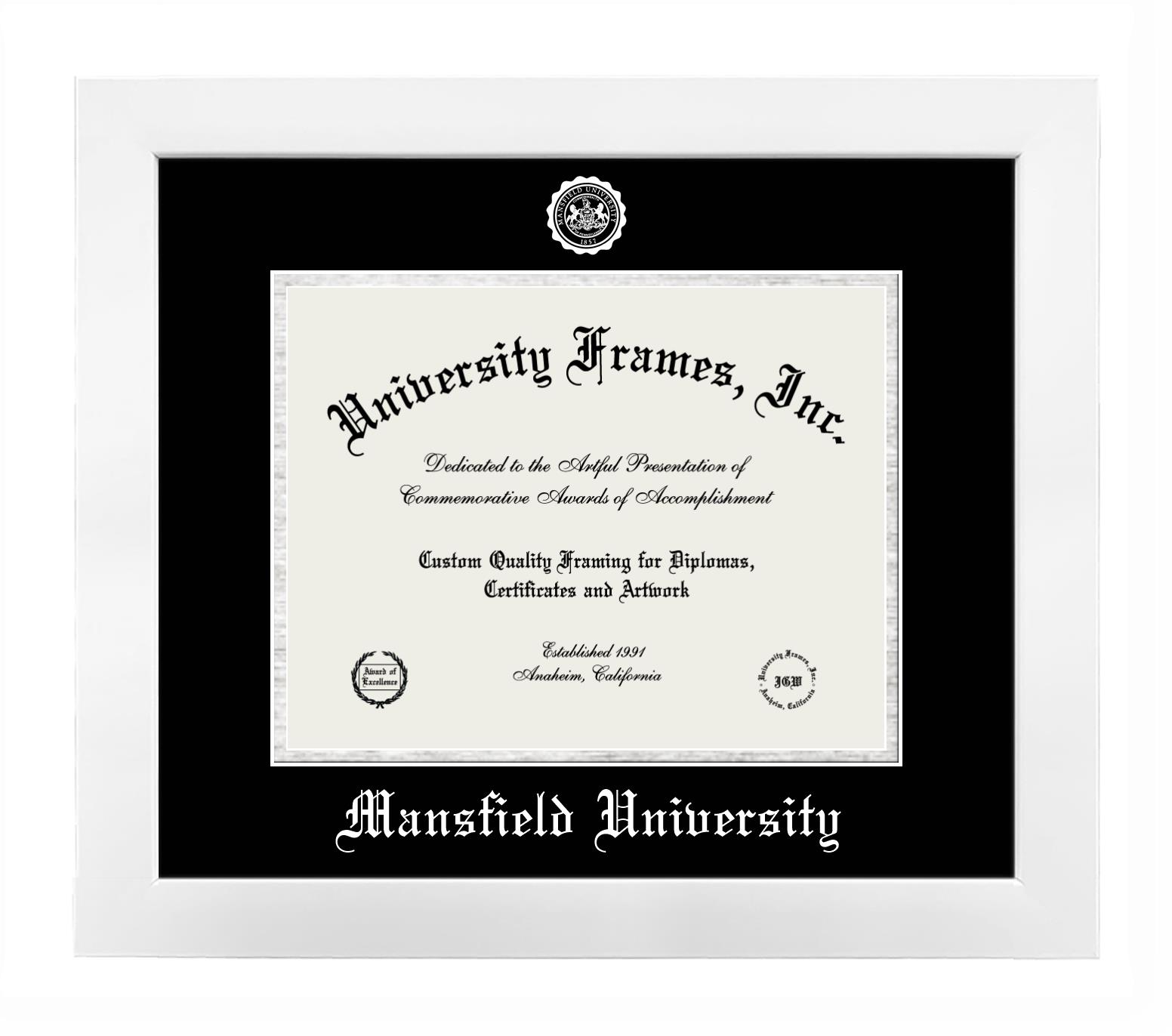 Mansfield University Diploma Frame In Nova White With Black