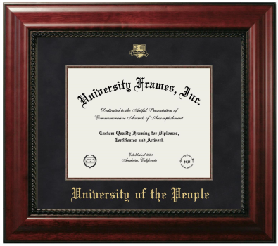 University of the People Diploma Frame in Executive with Mahogany Fillet with Black Suede Mat for DOCUMENT: 8 1/2"H X 11"W  