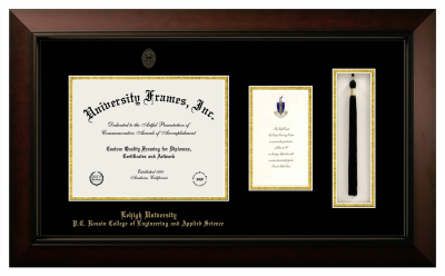 Diploma with Announcement & Tassel Box Frame in Legacy Black Cherry with Black & Gold Mats for DOCUMENT: 8 1/2"H X 11"W  ,  7"H X 4"W  