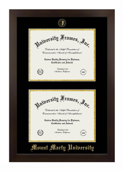 Double Degree (Stacked) Frame in Manhattan Espresso with Black & Gold Mats for DOCUMENT: 8 1/2"H X 11"W  , DOCUMENT: 8 1/2"H X 11"W  