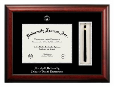 Diploma with Tassel Box Frame in Satin Mahogany with Black & Silver Mats for DOCUMENT: 8 1/2"H X 11"W  