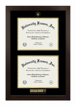 Double Degree (Stacked) Frame in Manhattan Espresso with Black & Gold Mats for DOCUMENT: 8 1/2"H X 11"W  , DOCUMENT: 8 1/2"H X 11"W  