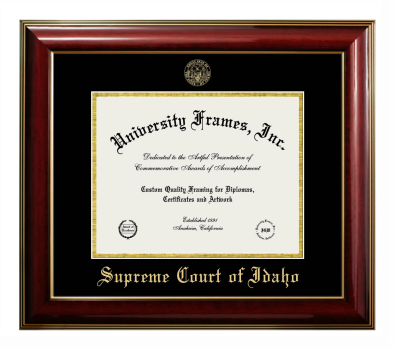 Diploma Frame in Classic Mahogany with Gold Trim with Black & Gold Mats for DOCUMENT: 8 1/2"H X 11"W  