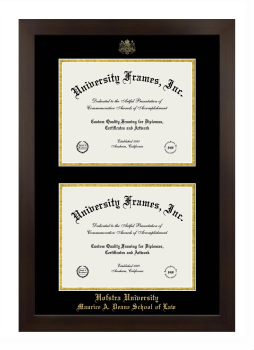 Double Degree (Stacked) Frame in Manhattan Espresso with Black & Gold Mats for DOCUMENT: 8 1/2"H X 11"W  , DOCUMENT: 8 1/2"H X 11"W  