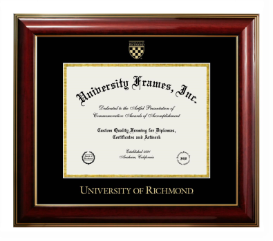 Diploma Frame in Classic Mahogany with Gold Trim with Black & Gold Mats for DOCUMENT: 8 1/2"H X 11"W  