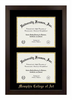 Double Degree (Stacked) Frame in Manhattan Espresso with Black & Gold Mats for DOCUMENT: 8 1/2"H X 11"W  , DOCUMENT: 8 1/2"H X 11"W  