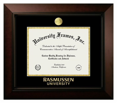 Diploma Frame in Legacy Black Cherry with Black & Gold Mats for DOCUMENT: 8 1/2"H X 11"W  