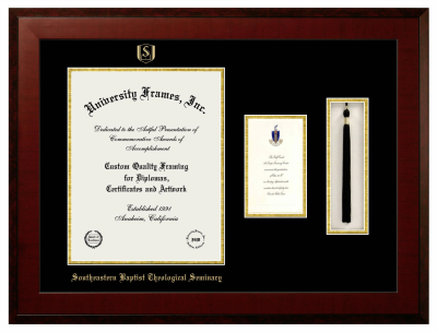 Diploma with Announcement & Tassel Box Frame in Honors Mahogany with Black & Gold Mats for DOCUMENT: 14"H X 11"W  ,  7"H X 4"W  