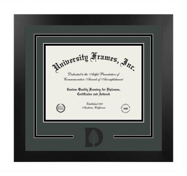 Logo Mat Frame in Manhattan Black with Forest Green & Black Mats for DOCUMENT: 8 1/2"H X 11"W  