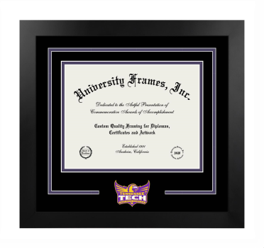 Logo Mat Frame in Manhattan Black with Black & Purple Mats for DOCUMENT: 8 1/2"H X 11"W  