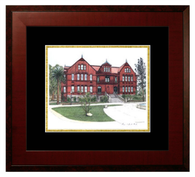 Lithograph Only Frame in Honors Mahogany with Black & Gold Mats