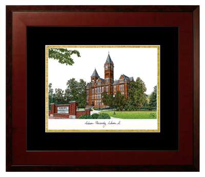 Lithograph Only Frame in Honors Mahogany with Black & Gold Mats