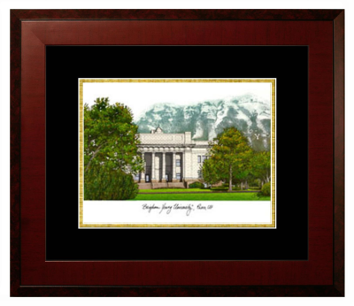 Lithograph Only Frame in Honors Mahogany with Black & Gold Mats