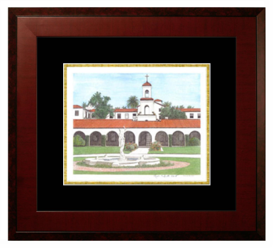 Lithograph Only Frame in Honors Mahogany with Black & Gold Mats