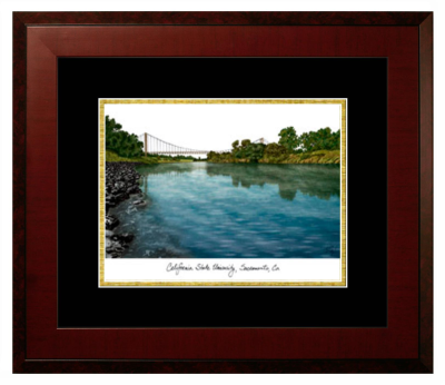 Lithograph Only Frame in Honors Mahogany with Black & Gold Mats