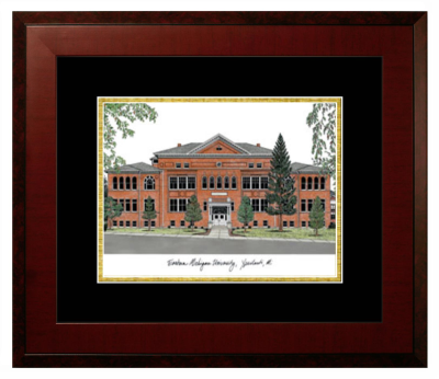 Lithograph Only Frame in Honors Mahogany with Black & Gold Mats