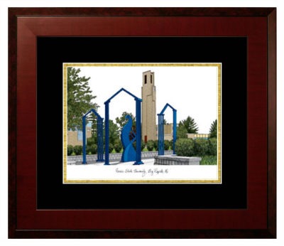 Lithograph Only Frame in Honors Mahogany with Black & Gold Mats