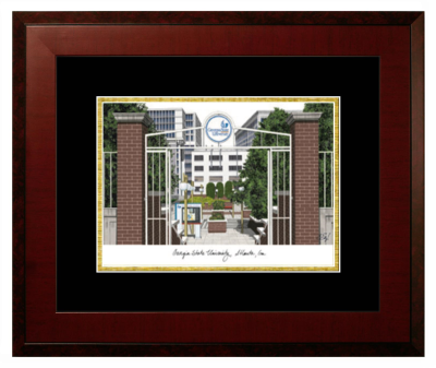 Lithograph Only Frame in Honors Mahogany with Black & Gold Mats