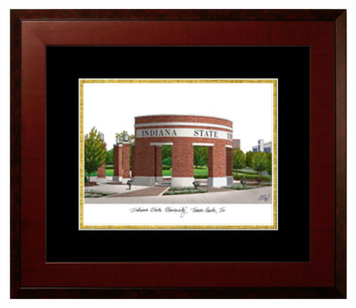 Lithograph Only Frame in Honors Mahogany with Black & Gold Mats