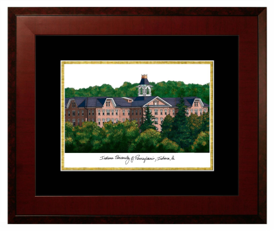 Indiana University of Pennsylvania Lithograph Only Frame in Honors Mahogany with Black & Gold Mats